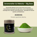 Ceremoniel UJI - 30 g æske - Bio - 100 % japansk Matcha - Første høst - Ren Matcha - Malet
