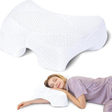 SAHEYER sidesovepude med arm, ergonomisk ortopædisk pude, nakke- og skulderpude med memoryskum, nakkepude med flervinklede arme til mange sovestillinger (hvid) Cervikale ortopædiske puder Naty Shop White