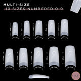 AIRRE 500 Professional Gel-negle & 3 filer pr. æske - (10 størrelser) Franske Half Moon falske negle, salon og hjemmebrug, klipning, filning og formning, UV/LED-gel, neglelak og neglekunst (naturlig)