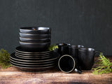 CreaTable, 22699, Industrial Gold BLACK Series, 16-delt porcelænssæt til 4, Porcelæn Combo Service, Tåler opvaskemaskine og mikroovn, Kvalitetsfremstilling
