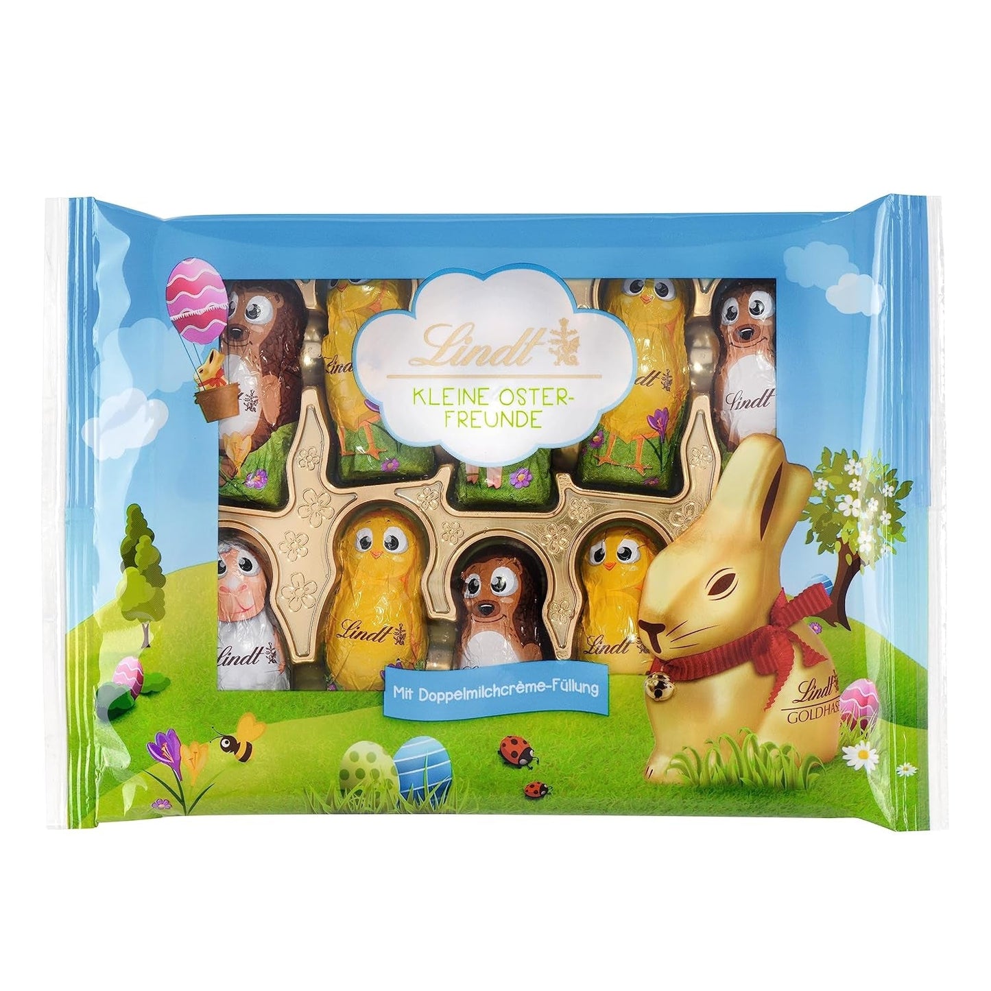 Lindt små påskevenner med chokolade | 2 x 100g | 10 sjove Lindt påskevenner | Fin dobbelt mælkecreme i alpin mælkechokolade | Påskeæg til børn | Gave af chokolade