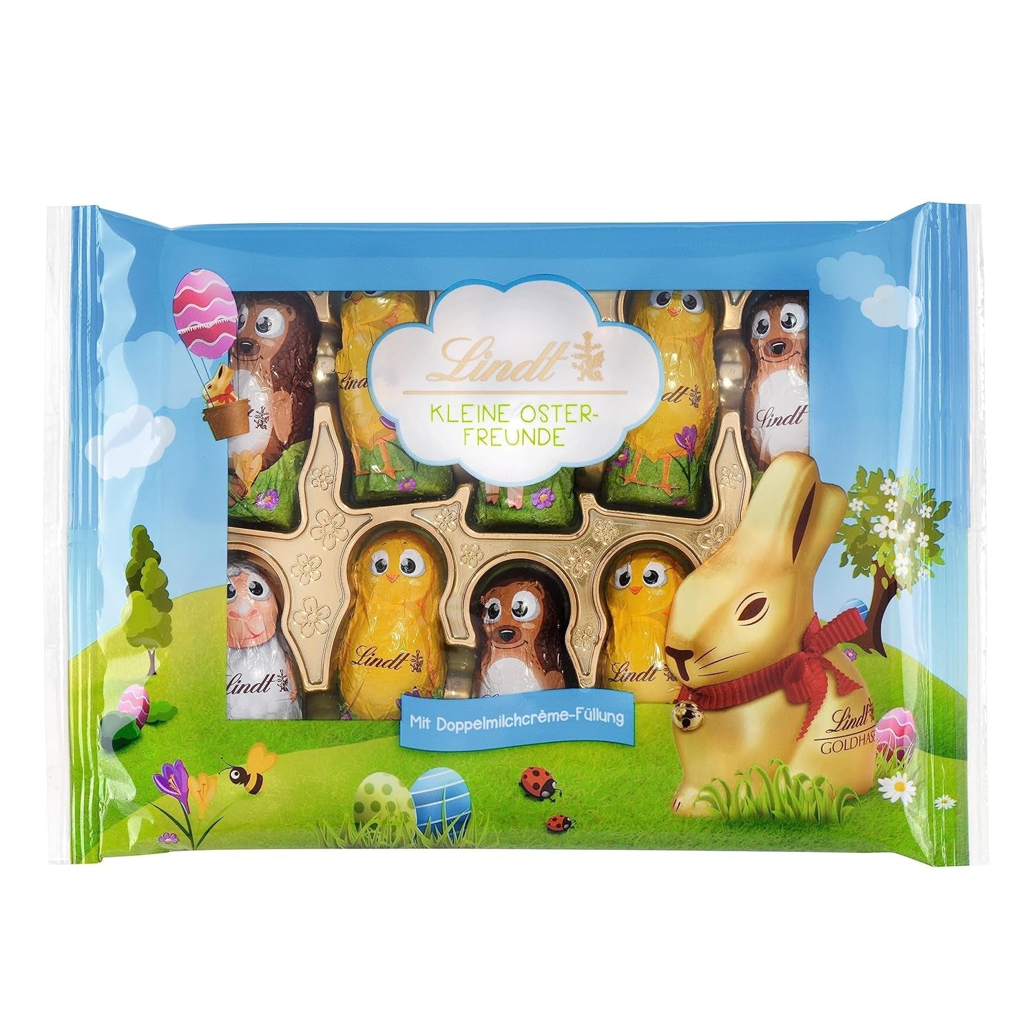 Lindt små påskevenner med chokolade | 2 x 100g | 10 sjove Lindt påskevenner | Fin dobbelt mælkecreme i alpin mælkechokolade | Påskeæg til børn | Gave af chokolade