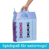 Mattel Disney Frozen - Castle Arendelle Dukkehus (60 cm+) med Elsa Doll, 4 legepladser og 15 stykker Disney Frozen II møbler og tilbehør, HLW61