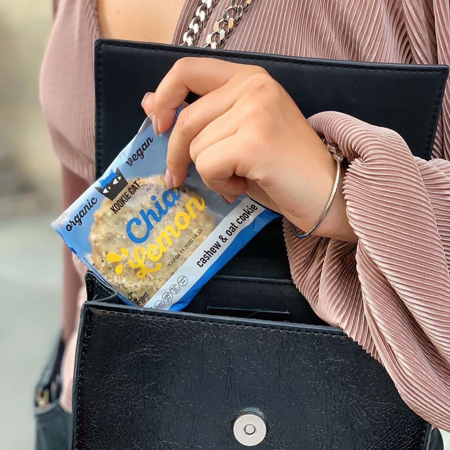 Chia og citron - individuelt indpakkede veganske småkager, glutenfri, sojafri, økologisk, cashewnødder og havre - 12 x 50 g multipak
