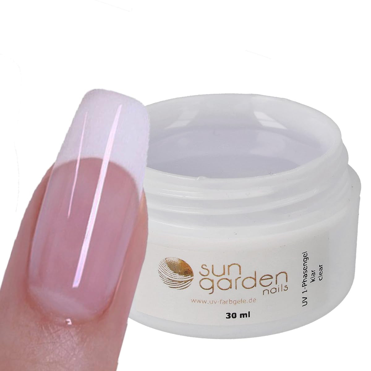 Sun Garden Nails monofasisk gennemsigtig gel 30ml + æske med 100 spidser + lim til spidser 7ml