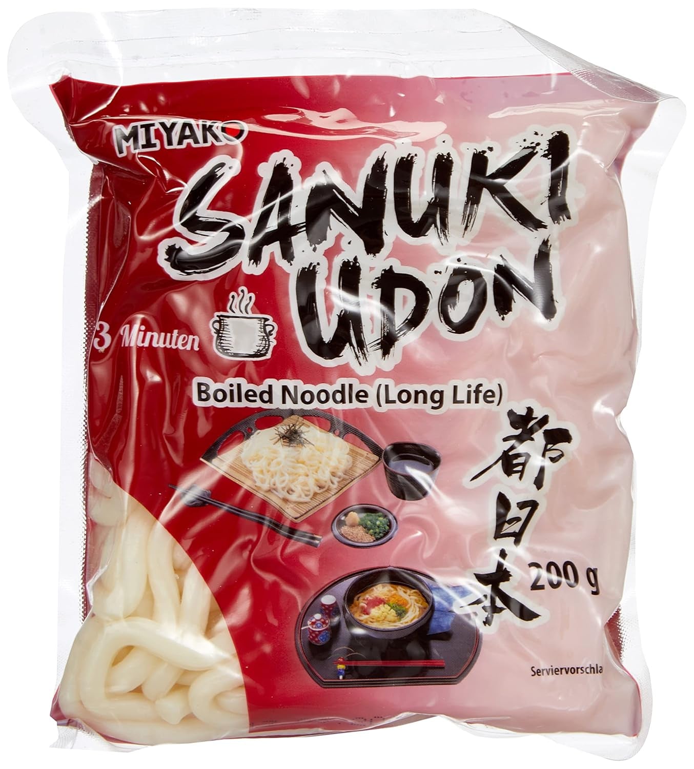 Miyako Sanuki Udon nudler, kogte, pakke med 12 (12 x 200 g)