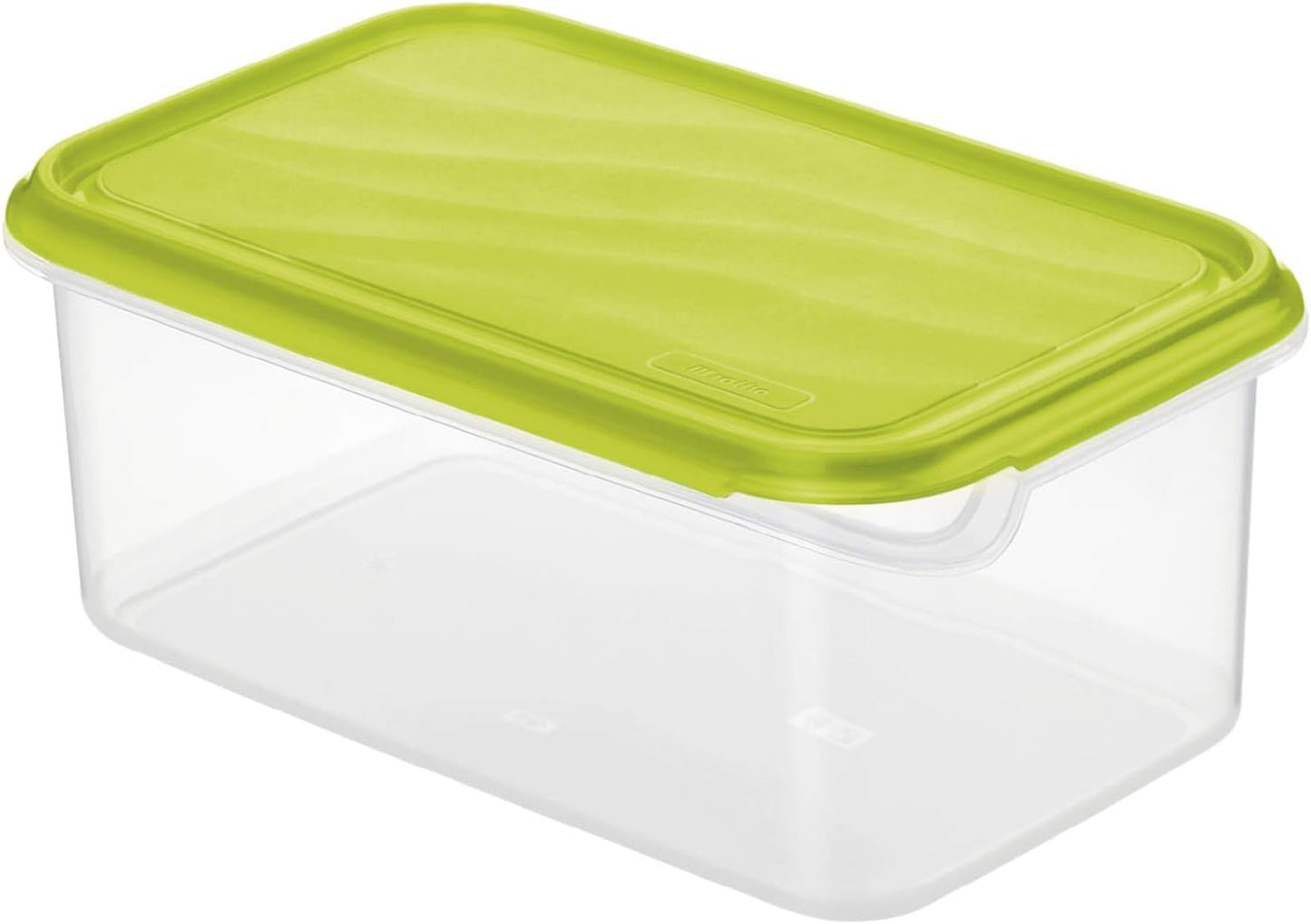 Rotho Rondo madopbevaringsglas 1,5l med låg, BPA-fri plast (PP), gennemsigtig/grøn, 1,5l (24,0 x 16,0 x 7,5 cm) Madopbevaringsbokse Naty Shop 2L