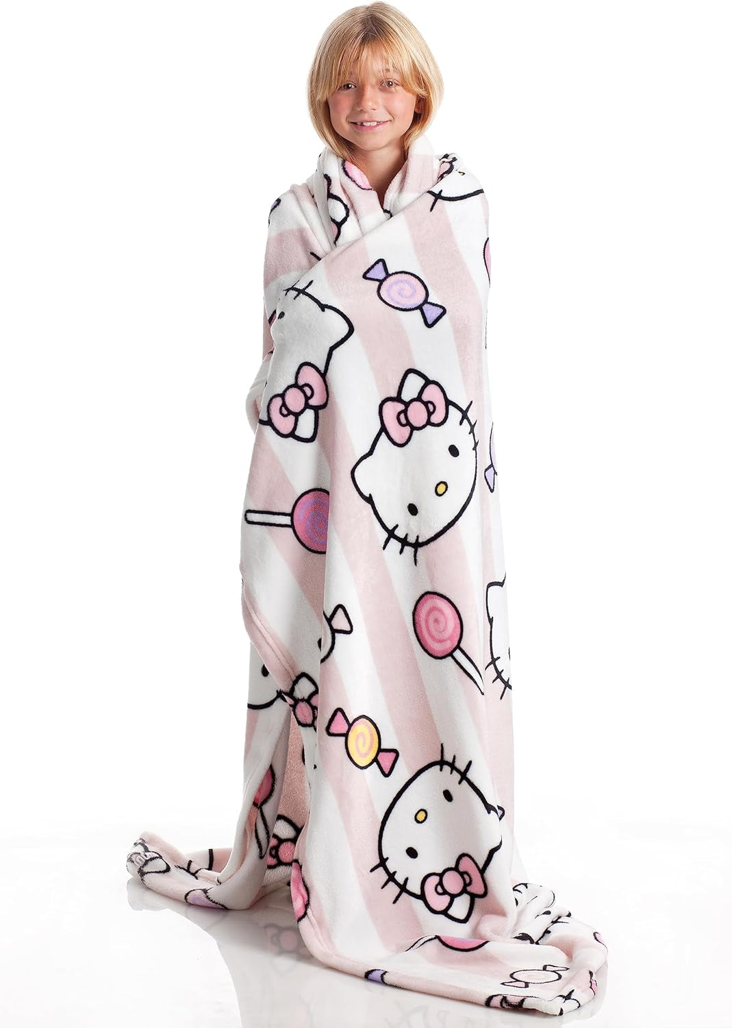 Hello Kitty sengetæppe, pink, blødt tæppe 130X170Cm, sengetæppe i mikrofiber eller sovesofa. Kvalitet med Oekotex certifikat, Sanrio Senge og Tæpper Besuche den Kanguru-Store