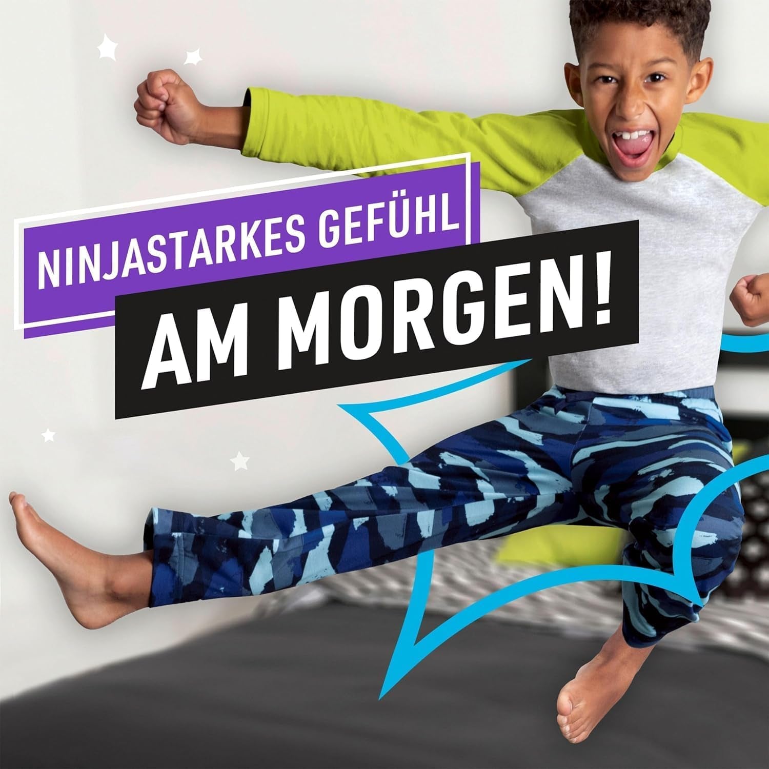 Rumskibspyjamasbukser, 9 absorberende natbukser, 8 år, 27 kg-43 kg, lækagebeskyttelse hele natten