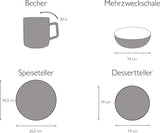 CreaTable, 22582, SAMBA-serien, 16-delt porcelænssæt til 4, Combo-service i porcelæn, Tåler opvaskemaskine og mikroovn, Kvalitetsfremstilling