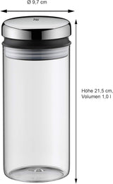 WMF Barista sirup/honning dispenser 240ml, glasbeholder & depot 1l, højde 21,5 cm, opbevaringskrukke med låg, kaffebønnebeholder, kornkrukke, madopbevaringsglas med stor påfyldningsåbning Madopbevaringsbokse Naty Shop