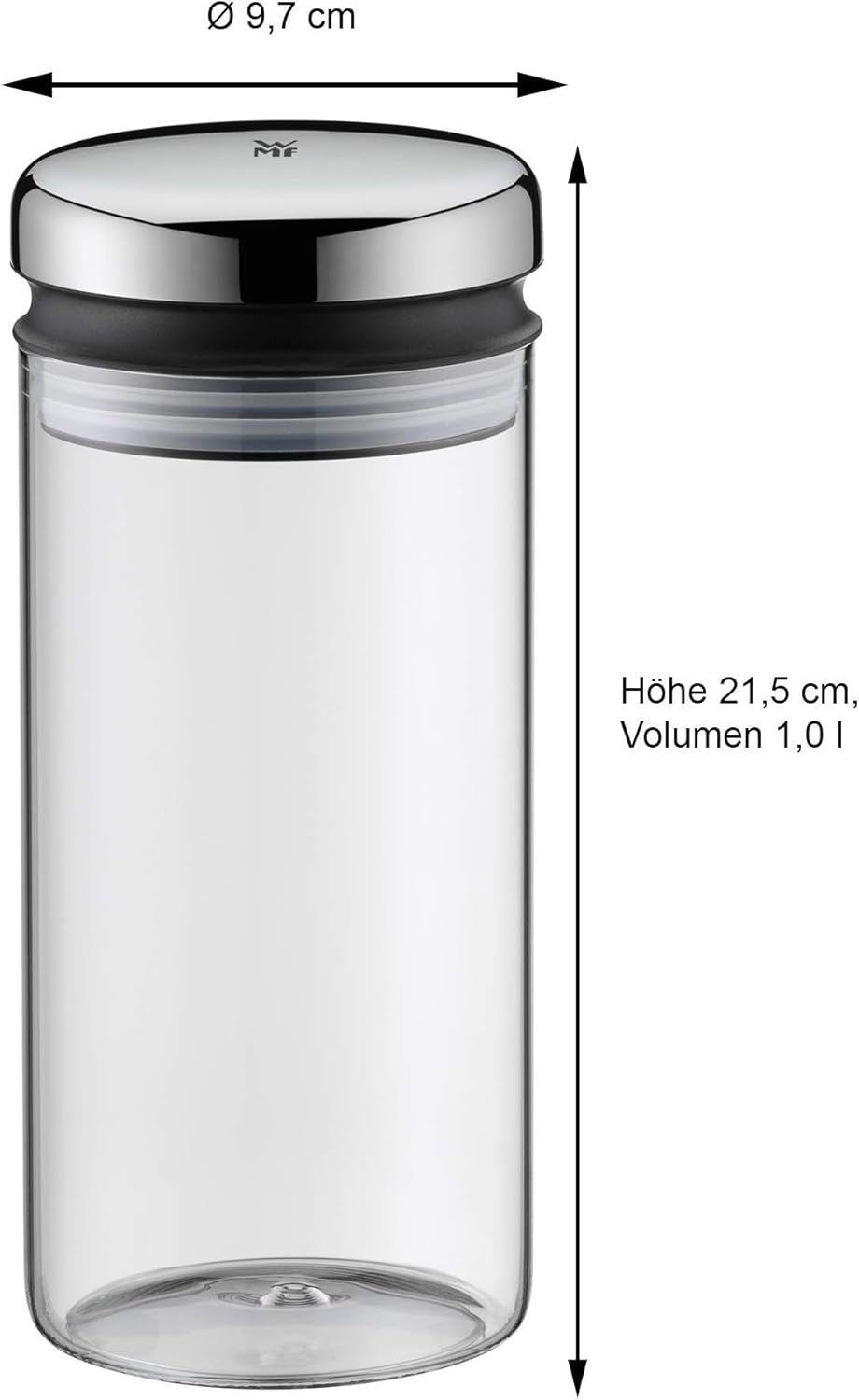 WMF Kult Cromargan kaffeske kaffeboks i rustfrit stål med mat finish 500g og 1 liter glasopbevaringsglas Depotopvaskemaskine Tåler madopbevaringsbokse Naty Shop