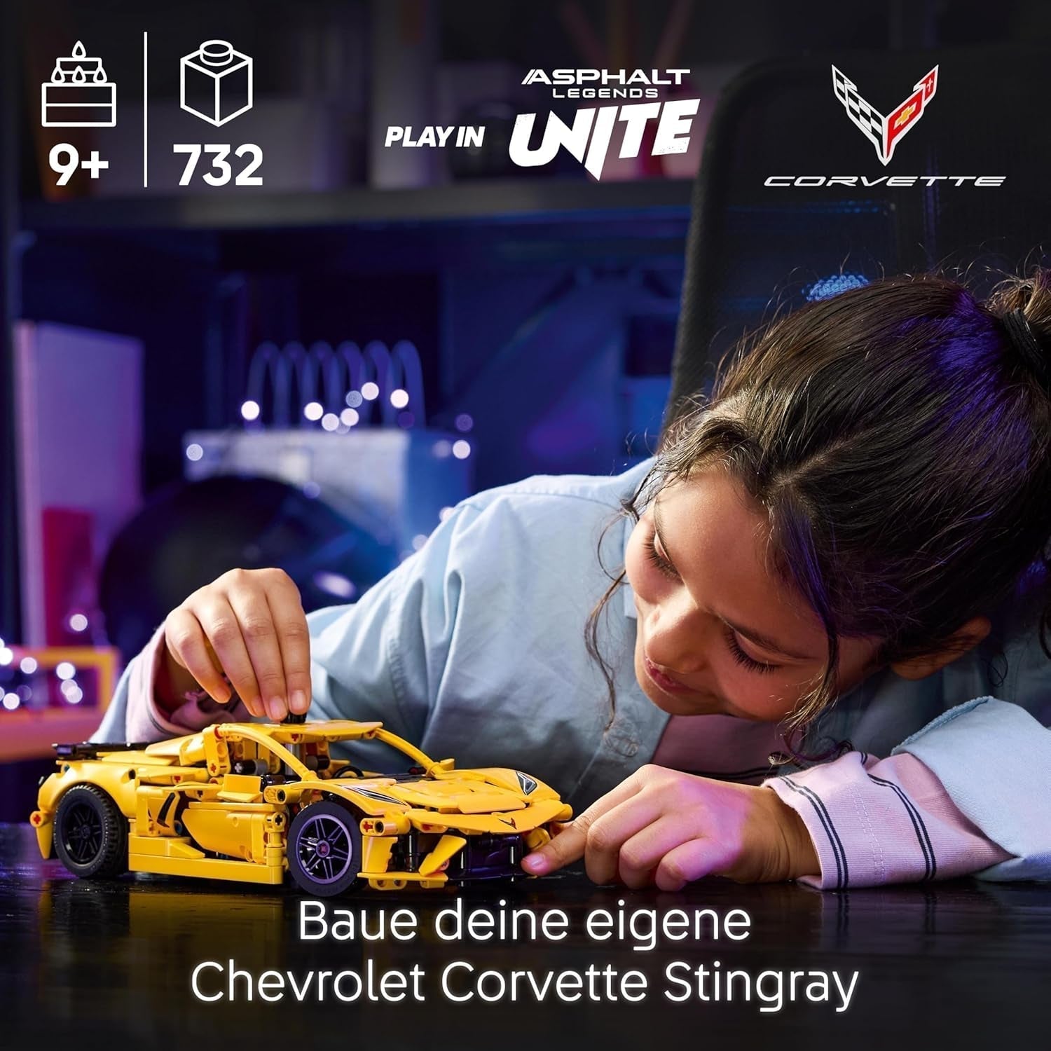 LEGO Technic Chevrolet Corvette Stingray - Samlerbyggelegetøj - Legetøjssportsvogn - Bilmodel - Gave til 9-årige drenge og piger, der elsker legetøjsbiler 42205 Byggesæt Besuche den LEGO-Store