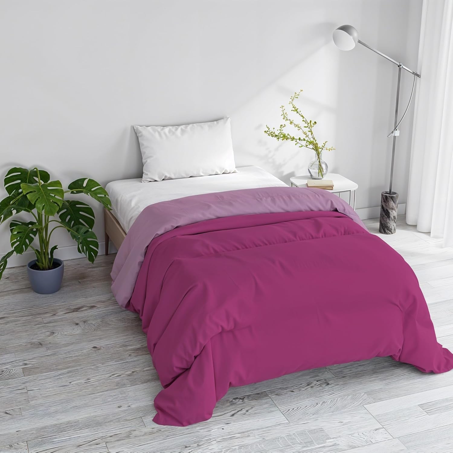 Basis vintertæppe, ensfarvet og polstret, mørkegrøn/creme, 200X245Cm Naty Shop dyner og dyner Fuchsia/Lilac 200X245Cm