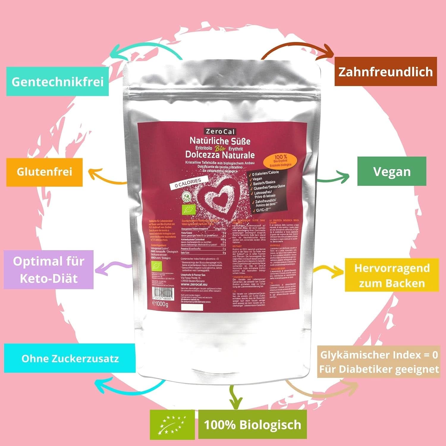Zerocal - Økologisk Erythritol 1KG sødemidler Naty Shop