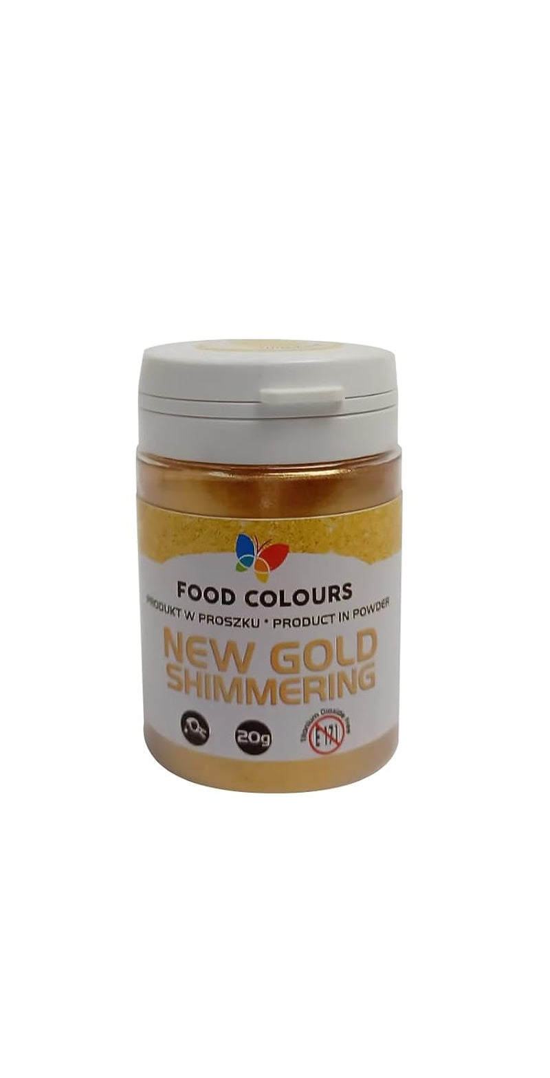 Spiselig glitter med metallisk effekt, New Gold Shimmering, 20 gram Glitter Naty Shop