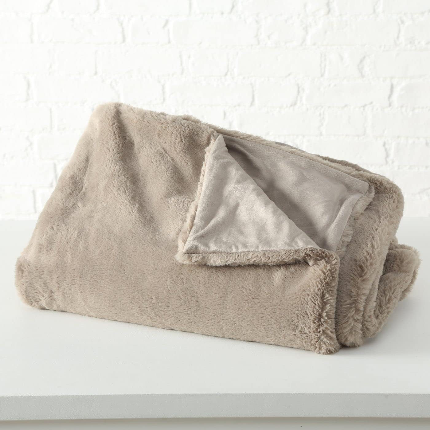Boltze Storan tæppe (størrelse 150X200 cm, beige farve, behageligt polyestertæppe, ideel til kolde vinteraftener, pelslook) 1015378 BOLTZE Senge og tæpper