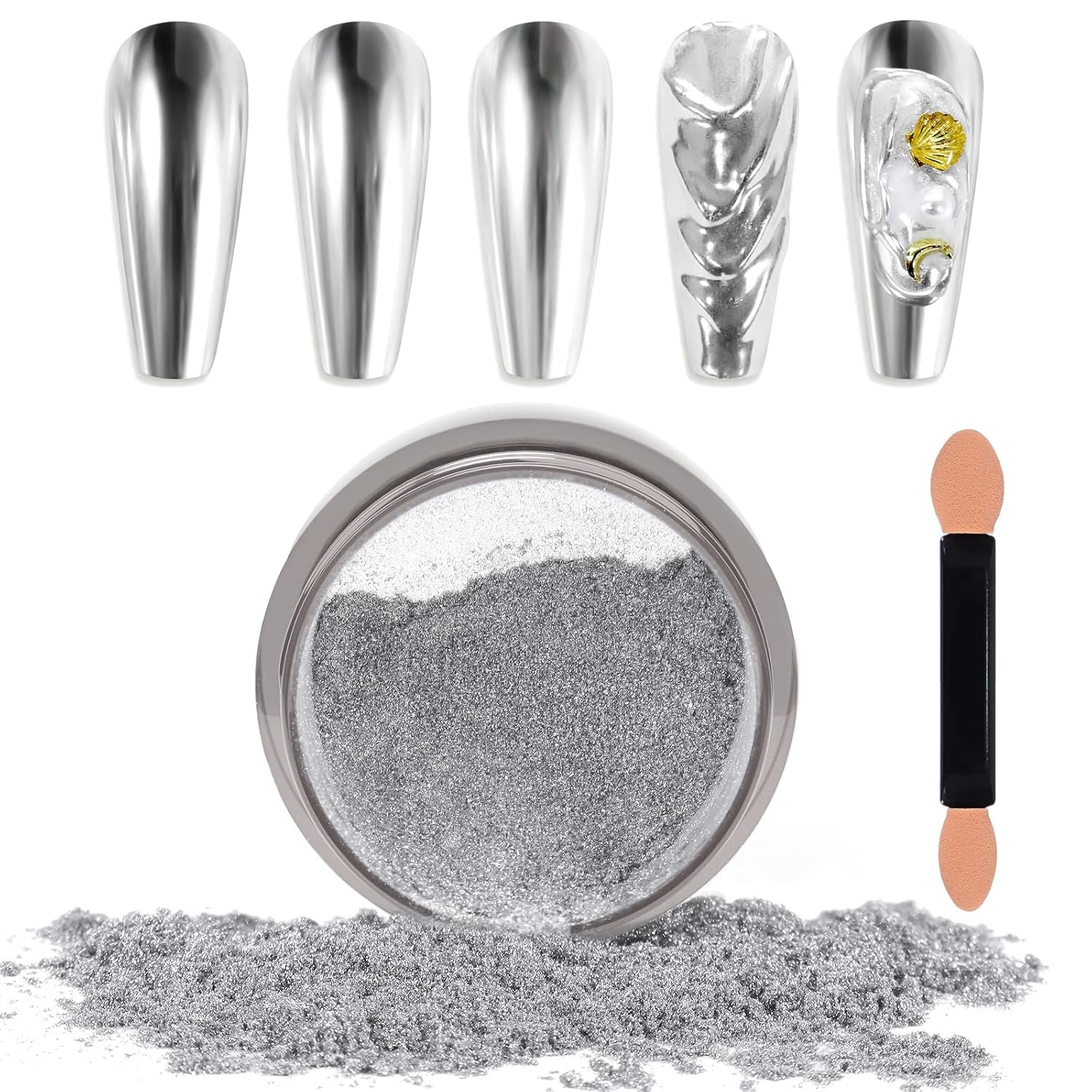 Chrome Nagel Pulver Spiegel Effekt Metallic Staub Holographische Glitter Glasierte Maniküre Dekoration Reflektierendes Pigment Für DIY Gel Polish Nail Art, Harz Handwork, Geschenke Für Gold