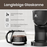 1,25L filterkaffemaskine til 10 kopper filterkaffe, glaskaraffel, der tåler opvaskemaskine, termokande, anti-drypsystem, automatisk sluk, 600W, vandfri kogebeskyttelse til hjemmet og kontoret
