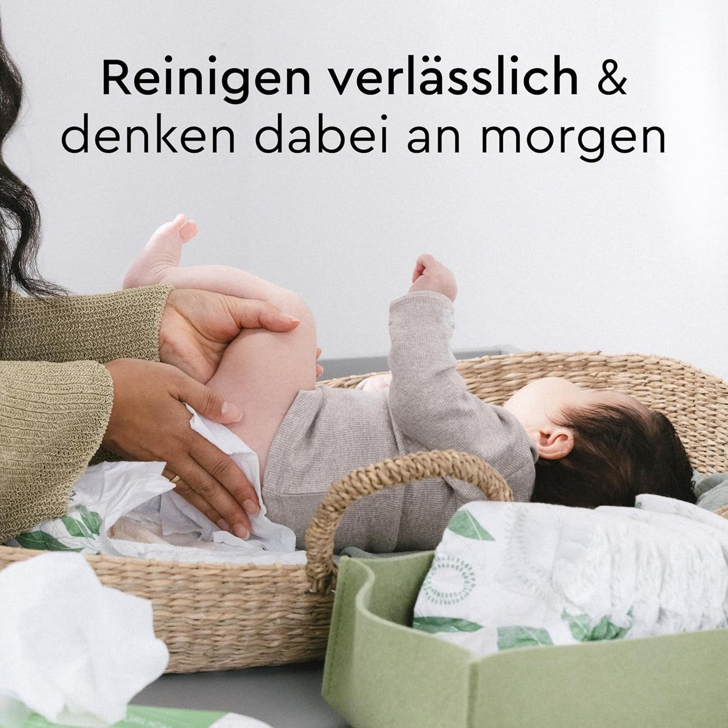 LILLYDOO grønne vådservietter, 600 count (10 x 60), 100 % plastfri rivefast serviet - Parfumefri, skånsom og naturlig, skånsom rensning til følsom hud, dermatologisk testet