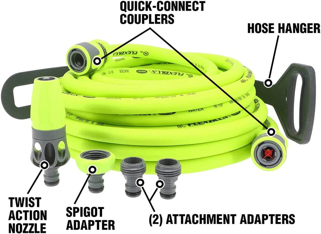 Quick Connect-haveslangesæt, 1/2 in. x 50 ft., holdbart, letvægts, drikkesikkert – hfzg12050qn