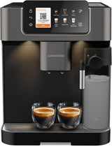 GRUNDIG KVA 6230 fuldautomatisk espressomaskine med mælkeskummer, rustfri stålkværn med 13 slibeindstillinger, bønnebeholder 250 g, aftagelig vandtank 2 liter, pumpetryk 19 bar, touchdisplay, sort