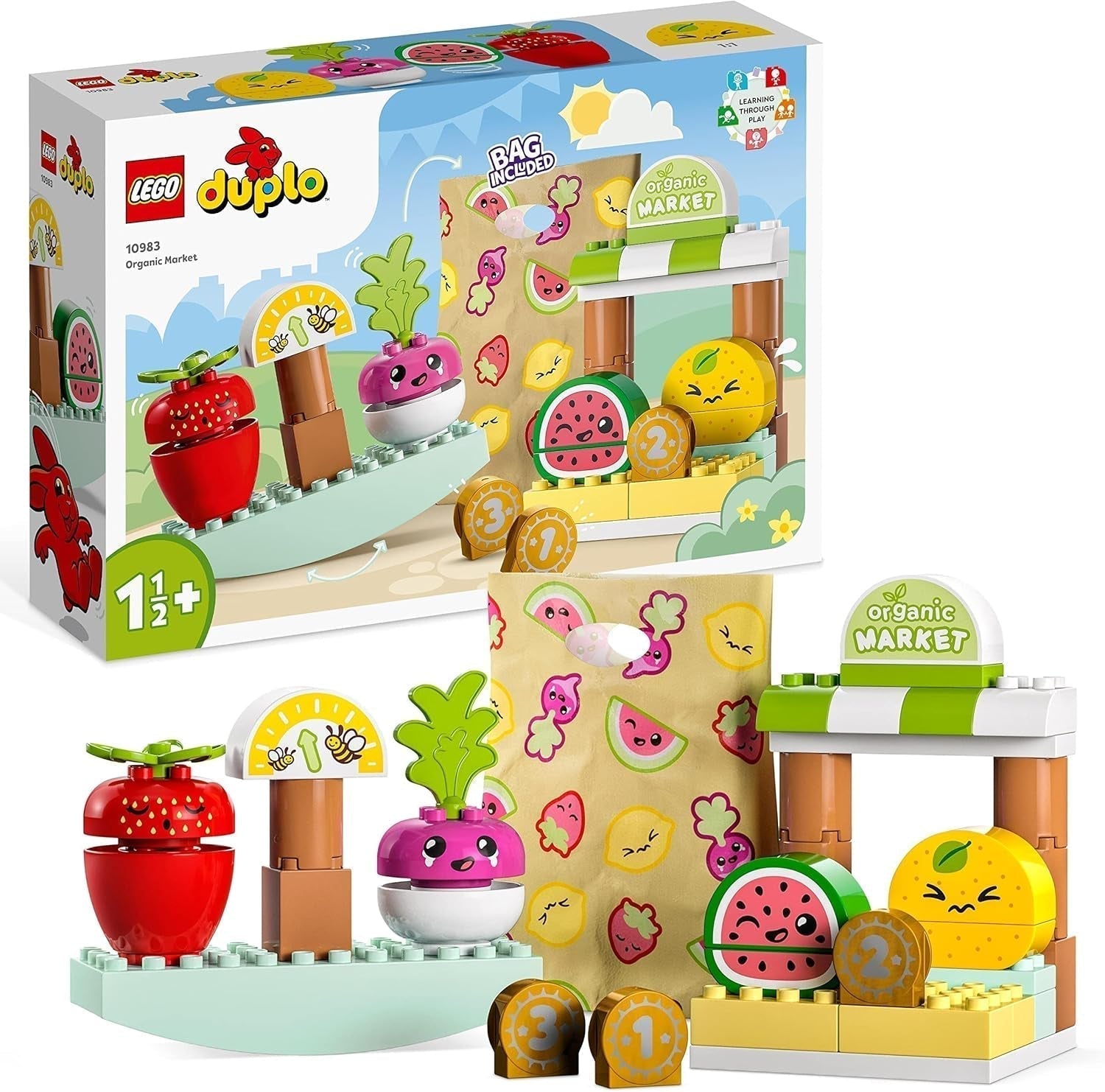 LEGO DUPLO Mit første økologiske marked, legetøjsbutiksæt til drenge og piger, pædagogisk legetøj til småbørn fra 1,5 år, frugt- og grønttilbehør 10983 byggesæt Besuche den LEGO-Store Single