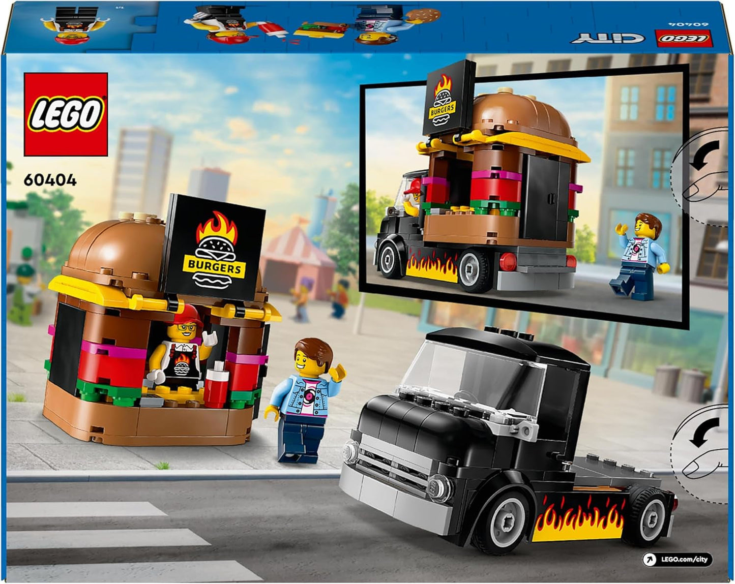 LEGO City Burger Truck Byggesæt med Legetøjsbil til 5-årige, Food Truck Minifigur og tilbehør, Sjov gave til drenge og piger 60404 Byggesæt Besuche den LEGO-Store