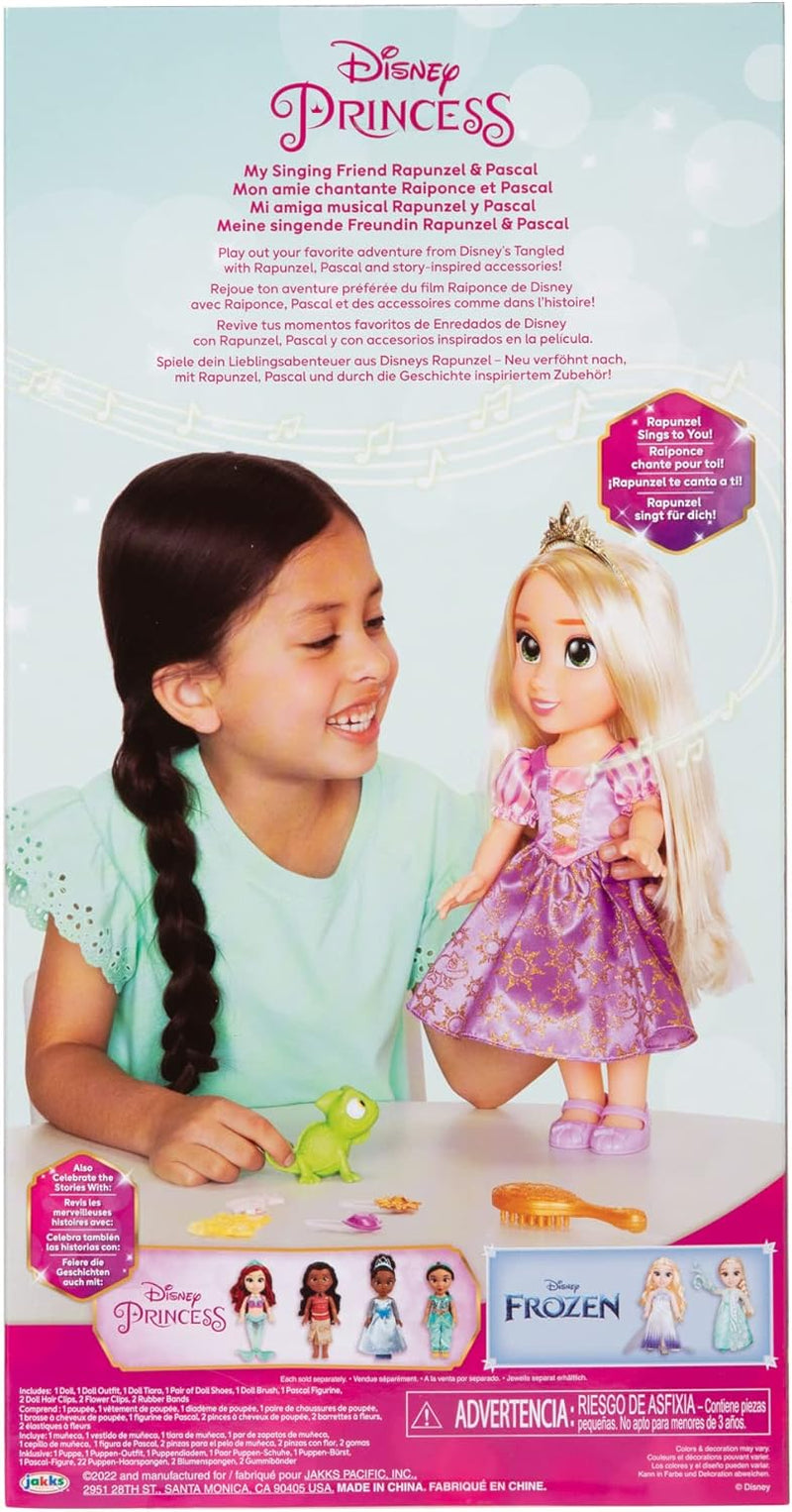 Disney Princess Rapunzel 35 cm syngende dukke, synger 'I See The Light', inkluderer tilbehør for mere sjov, perfekt til piger fra 3 år og opefter, lilla