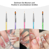 8 Stück Nagel Pinsel, Nagelkunstpinsel Pinsel Sæt, Pinsel Für Nägel Mit Doppelkopf Nail Art Pinsel Sæt Dotting Pen Og Gel Børste til negle Præzise Pinsel Für Nageldesign Und Verzierungen