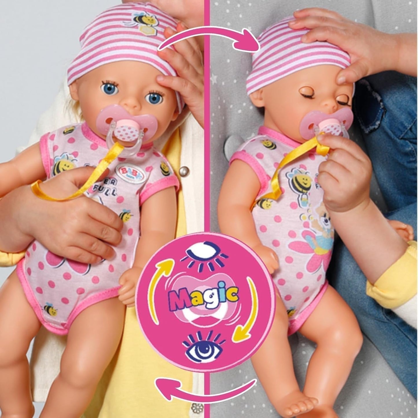 BABY Born Lena (pige) 36 cm, dukke med 7 funktioner til børn fra 1 år, fungerer uden batteri, stor dukke 36 cm, 834596 Zapf Creation, pink Naty Shop dukker