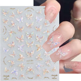JMEOWIO 3D Nagelsticker Schmetterling Nail Art Sticker Selbstklebend Nagelaufkleber 5D Stereoskopisk Dekoration Nageldesign Tilbehør 1 Blatt