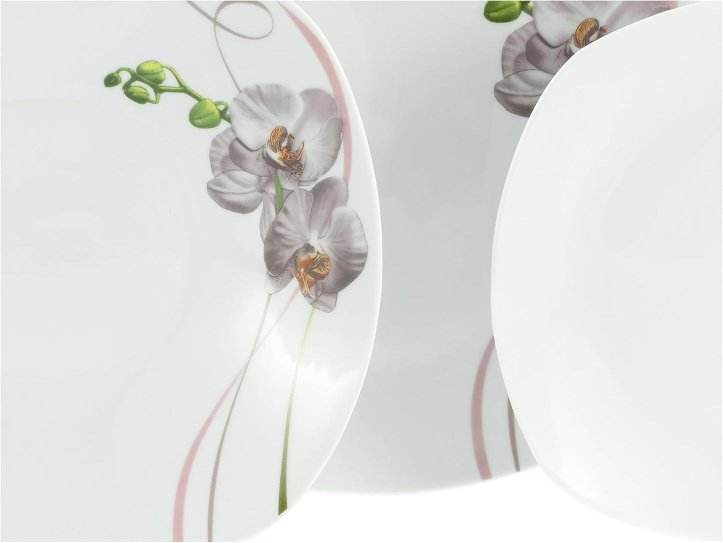 CreaTable, 24024, Square Orchid Series, 18-delt porcelænssæt til 6, Porcelænskaffeservice, Tåler opvaskemaskine og mikroovn, Kvalitetsfremstilling