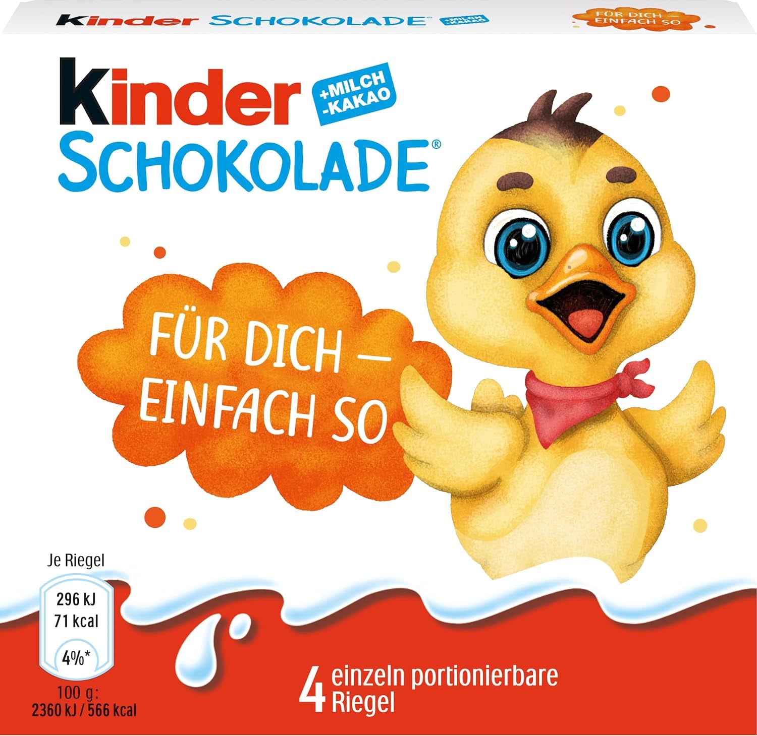 Kinder Chokolade (20 x 50 g) - Valentinsdagsgave til ham og hende, karneval og fastelavnsslik - Fyldte mælkechokoladebarer - 20 pakker med 4 individuelle barer hver