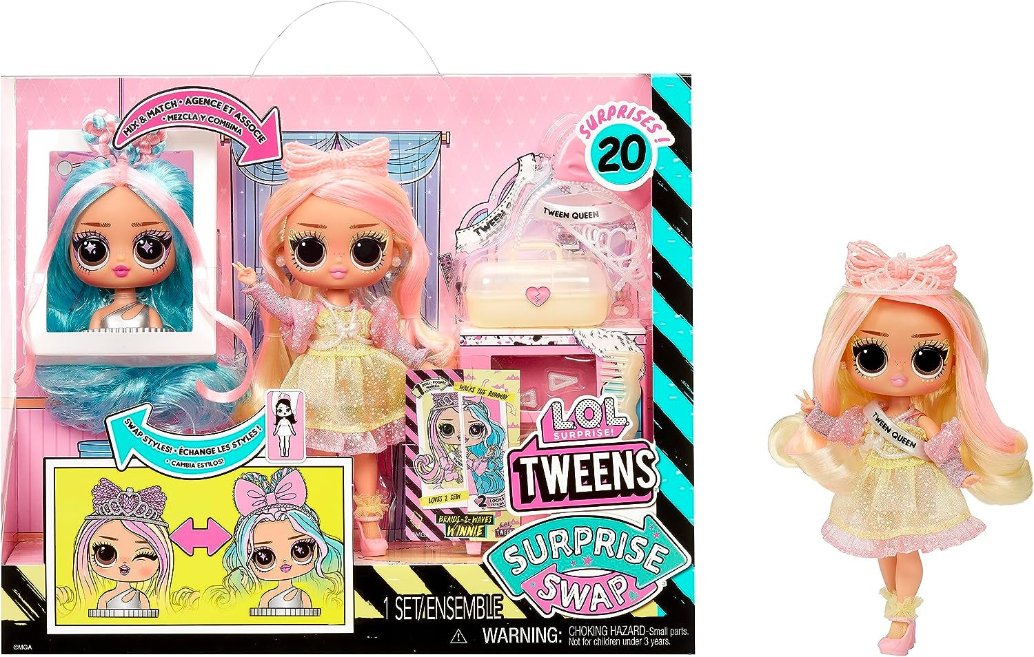L.O.L. Surprise Tweens Surprise Swap Series - Braids-2-Waves Winnie - Modepuppe med mere som 20 Überraschungen inklusive Styling-Kopf under fantastiske Mode og tilbehør - til børn fra 4 år