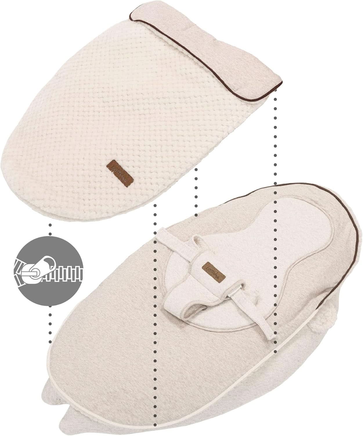 Multifunktionel ammepude, 4 i 1, Soft Nova, beige, enkelt pude: 202 cm, lænestol, 40 X 75 X 22 cm Tilbehør Mad og Amning Bebe Naty Shop