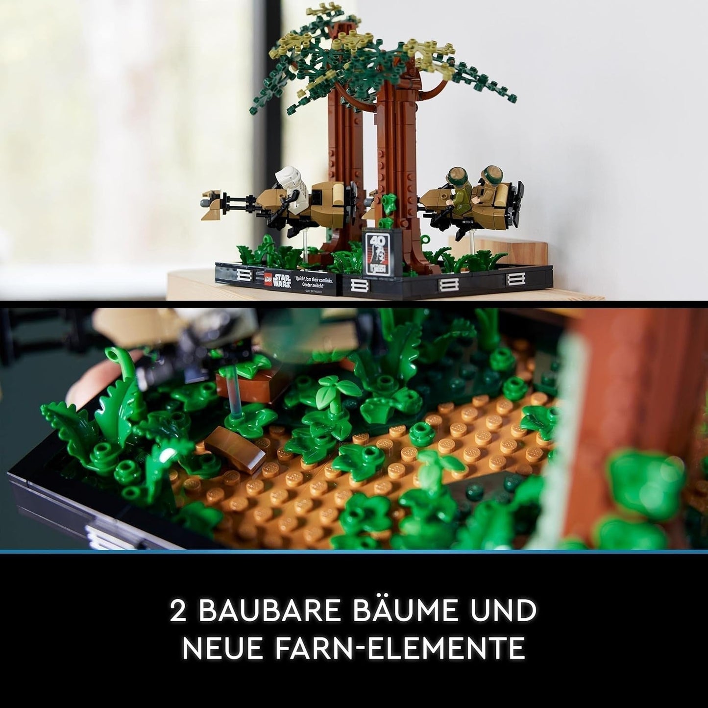 LEGO 75353 Star Wars Pursuit on Endor - Diorama Sæt, Return of the Jedi med Luke Skywalker, Princess Leia & Scout Trooper og Speeder Bikes, 40 års jubilæums byggesæt Besuche den LEGO-Store