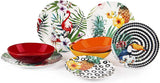 Excelsa Tropical Chic Tallerkensæt, 18 Stück, Porzellan, mehrfarbig