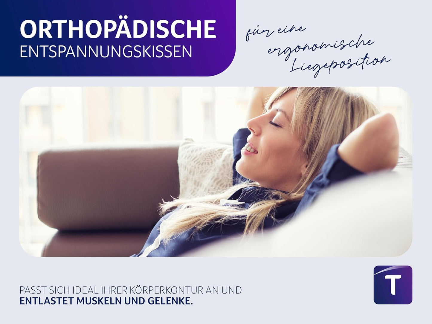 Traumnacht ortopædisk ryg/lændepude med viskoelastisk skumkerne og hudvenligt mikrofleecebetræk, Oeko-Tex certificeret, fremstillet efter tyske kvalitetsstandarder