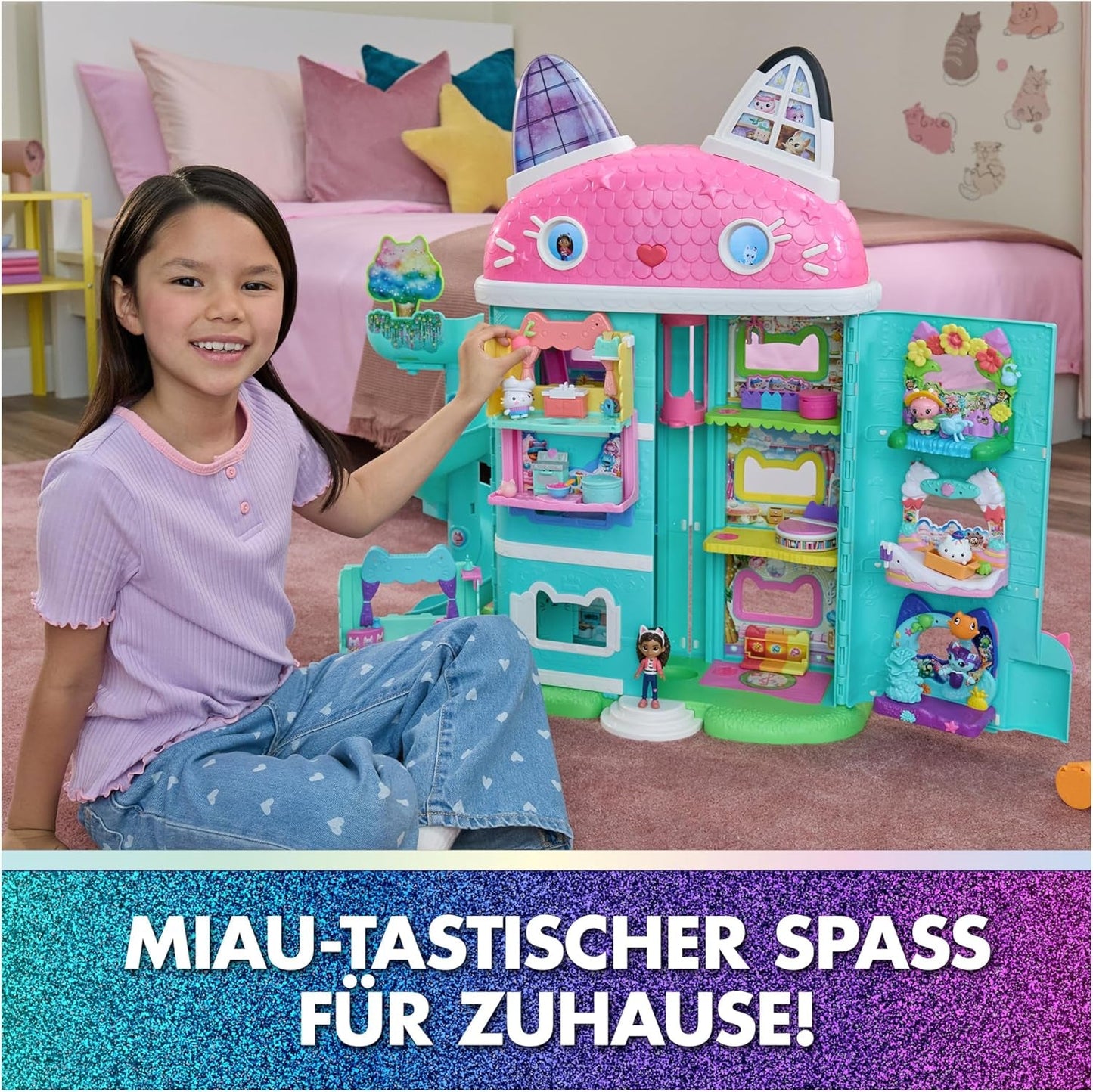 DREAMWORKS GABBY'S DOLLS HOUSE: THE MOVIE - Kuchi's Sweet Balcony Legesæt med dukkehusfigurer og tilbehør til børn fra 3 år og opefter
