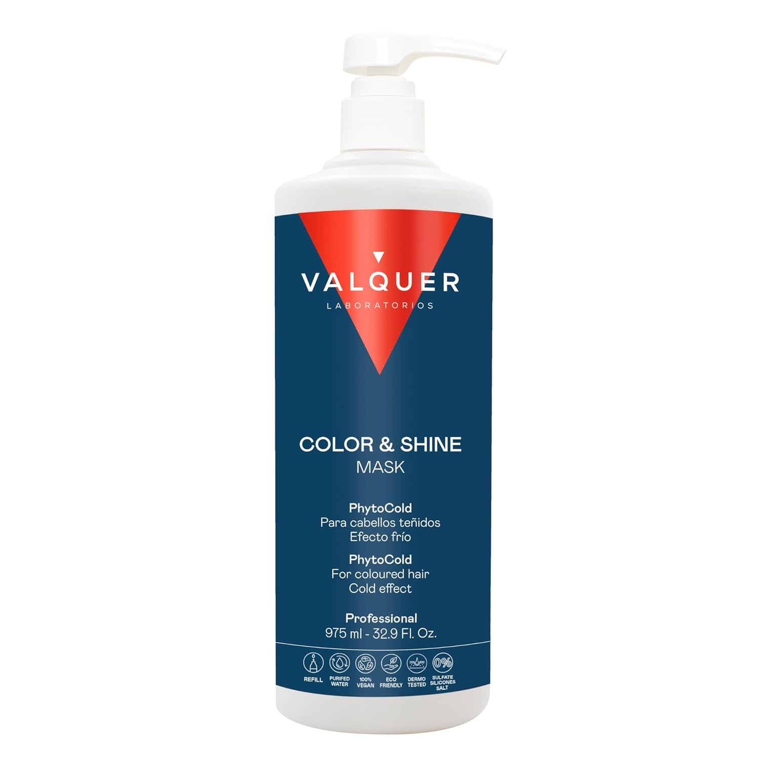 Valquer Profesional Ice Hair Mask Color and Shine - Til farvet hår, 1000 ml Naty Shop hårmaske 1 liter (1 pakke) Lugtfri