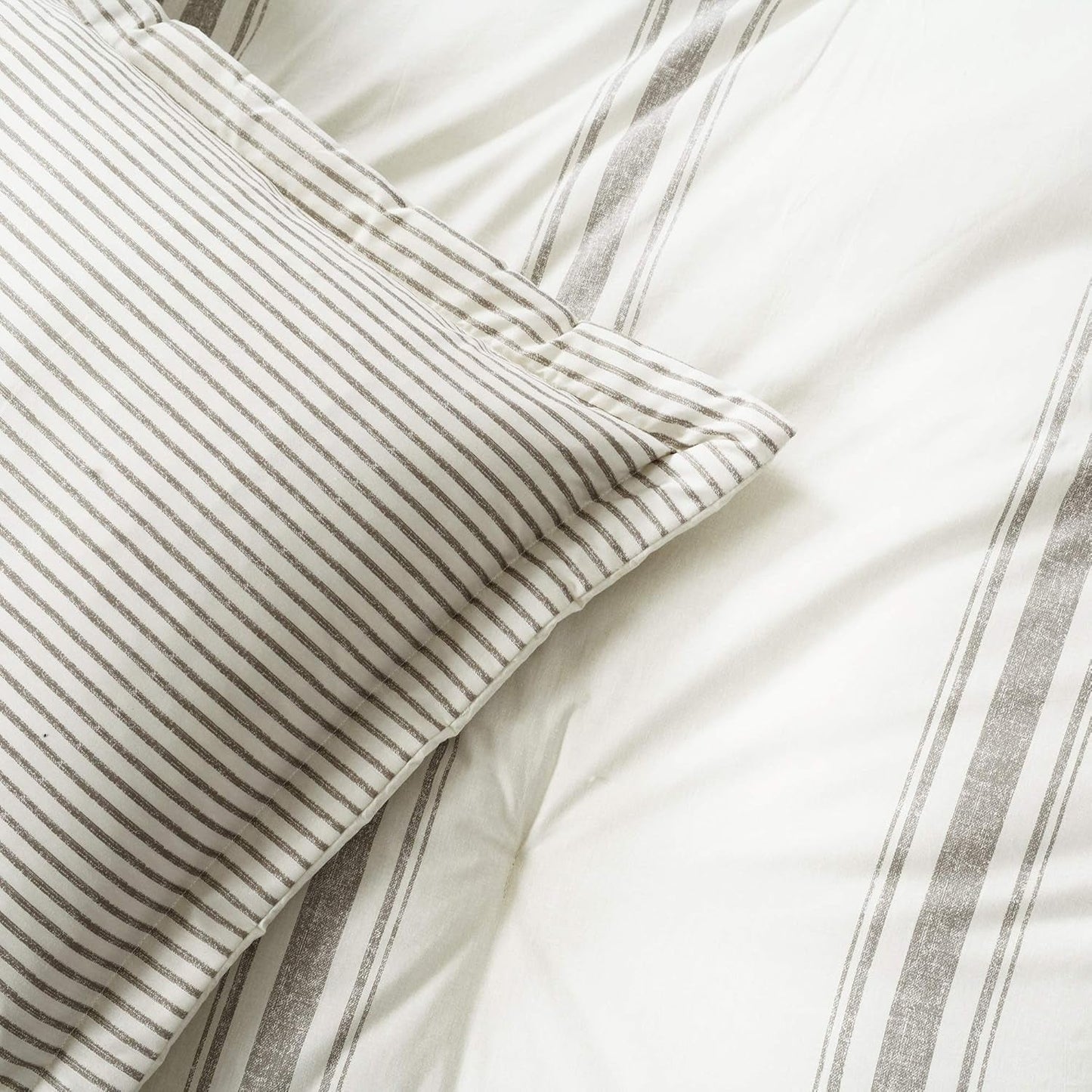 Lush Decor Farmhouse quilt med striber, Full/Queen, grå dyner og dyner Naty Shop