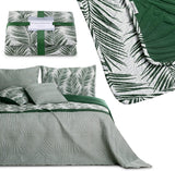 Ameliahome Sengetæppe Sengetæppe 170X210 Cm Dobbeltsidet Letpleje Sengetæppe Plantemønster Grøn Hvid Tropisk Bonaire Senge og Tæpper Besuche den AmeliaHome-Store