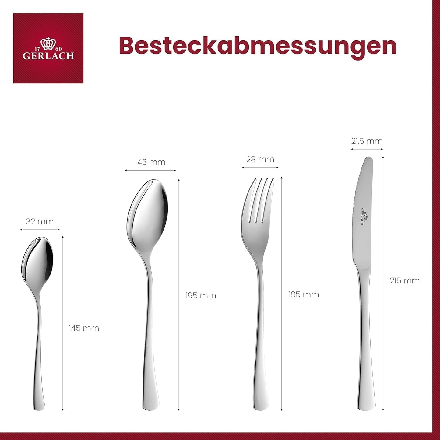Gerlach 1760 Tunesæt, Rustfrit stål bestik, 24 stk, 6 personer Køkken Naty Shop