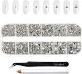 Beadsland 2500 stk Glas Nailart Strasssteine ​​​​Kristall Flatback Edelsteine ​​​​Runde, ​​Für Handwerk Gemischt 8 Größen SS4 ~ SS30 Mit Picking Pinzette Und Stift (Kristall Weiss)