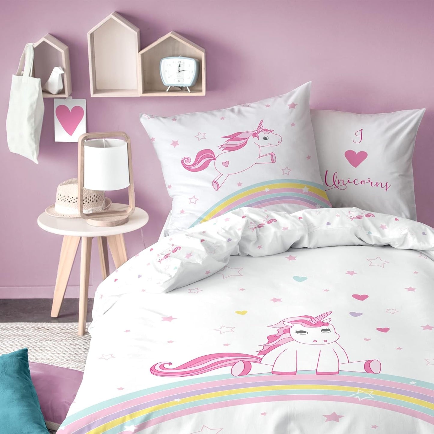 Sengetøj til piger, Unicorn, bomuld Sengetøj - børn Naty Shop Unicorn