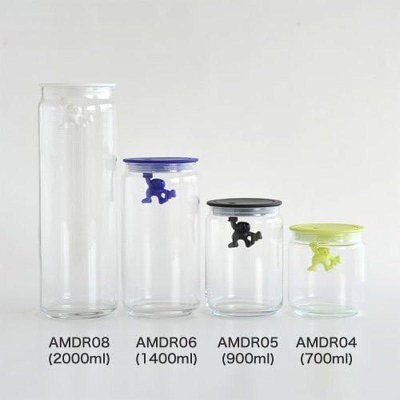 Alessi "Gianni" køkkenkrukke i glas med forseglet låg, termoplastisk harpiks, sort, 27,5 x 13,5 x 28 cm Madkasser Naty Shop