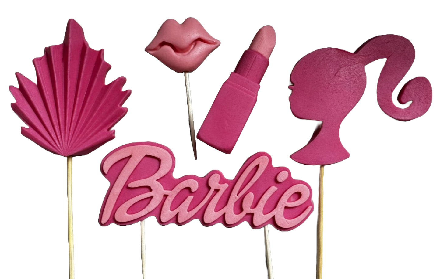 Sæt med 5 spiselige sukkerdekorationer, Barbie Sugar Paste Decorations Naty Shop