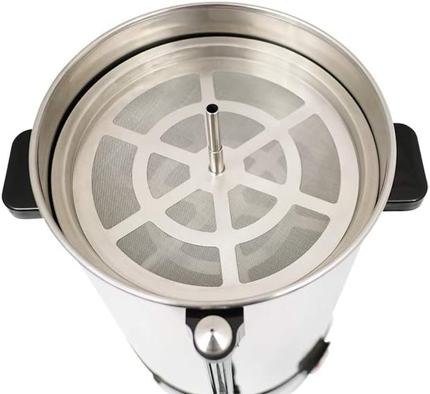 Saro espressomaskine med rundt filter - 6,75 L / 40 kopper - rustfrit stål - brygning og holde varm funktion - sikkerhedshane - skueglas - 1,5 kW - model SAROMICA 6005