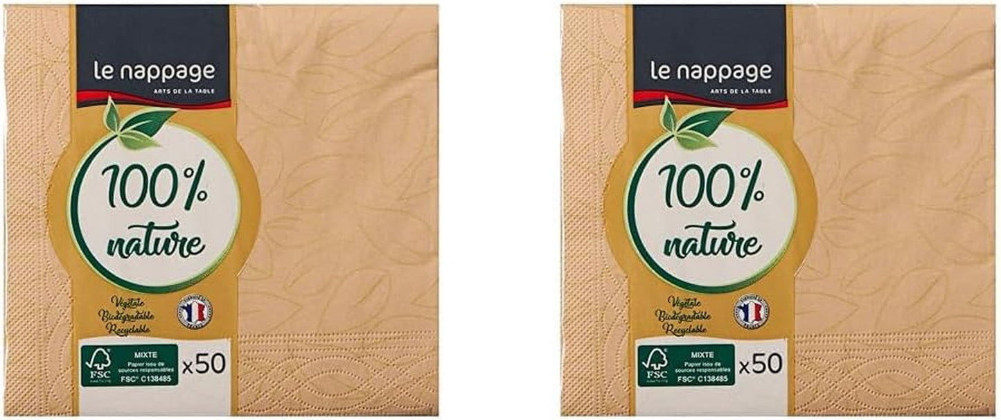 Le Napage 50 bomuldsservietter 25 X 25 cm, 3 lags, FSC hvid